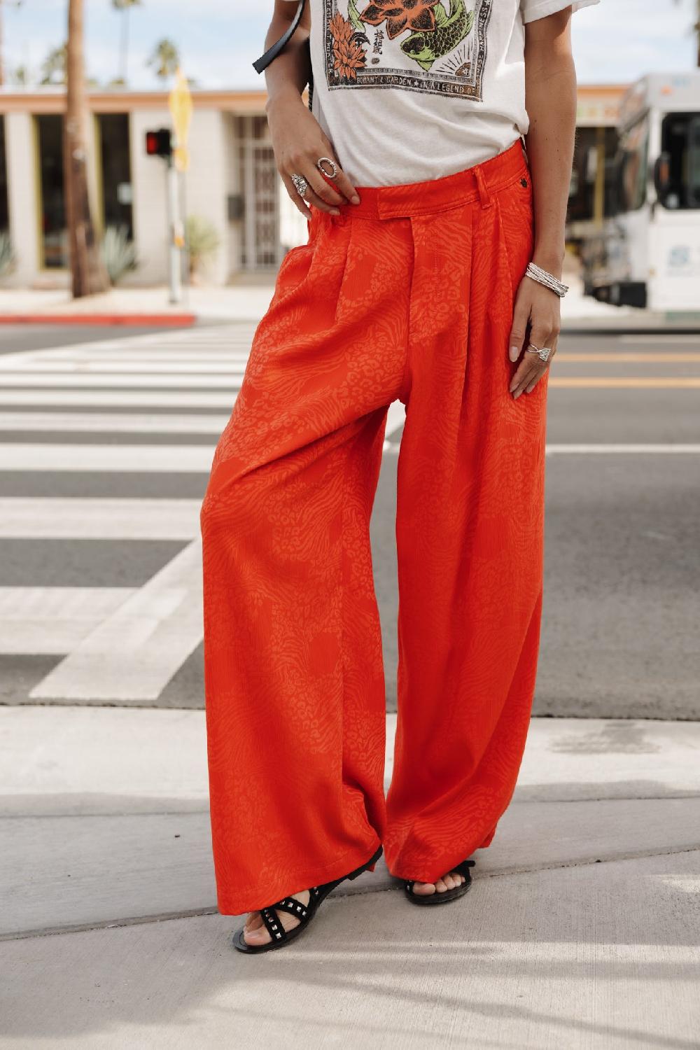 Freeman T. Porter Paolina Ibiza Pantalon Large Femme Red Alert