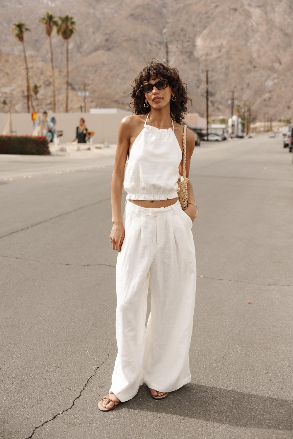 freeman t. porter Paolina Natural Pantalon large Femme egret