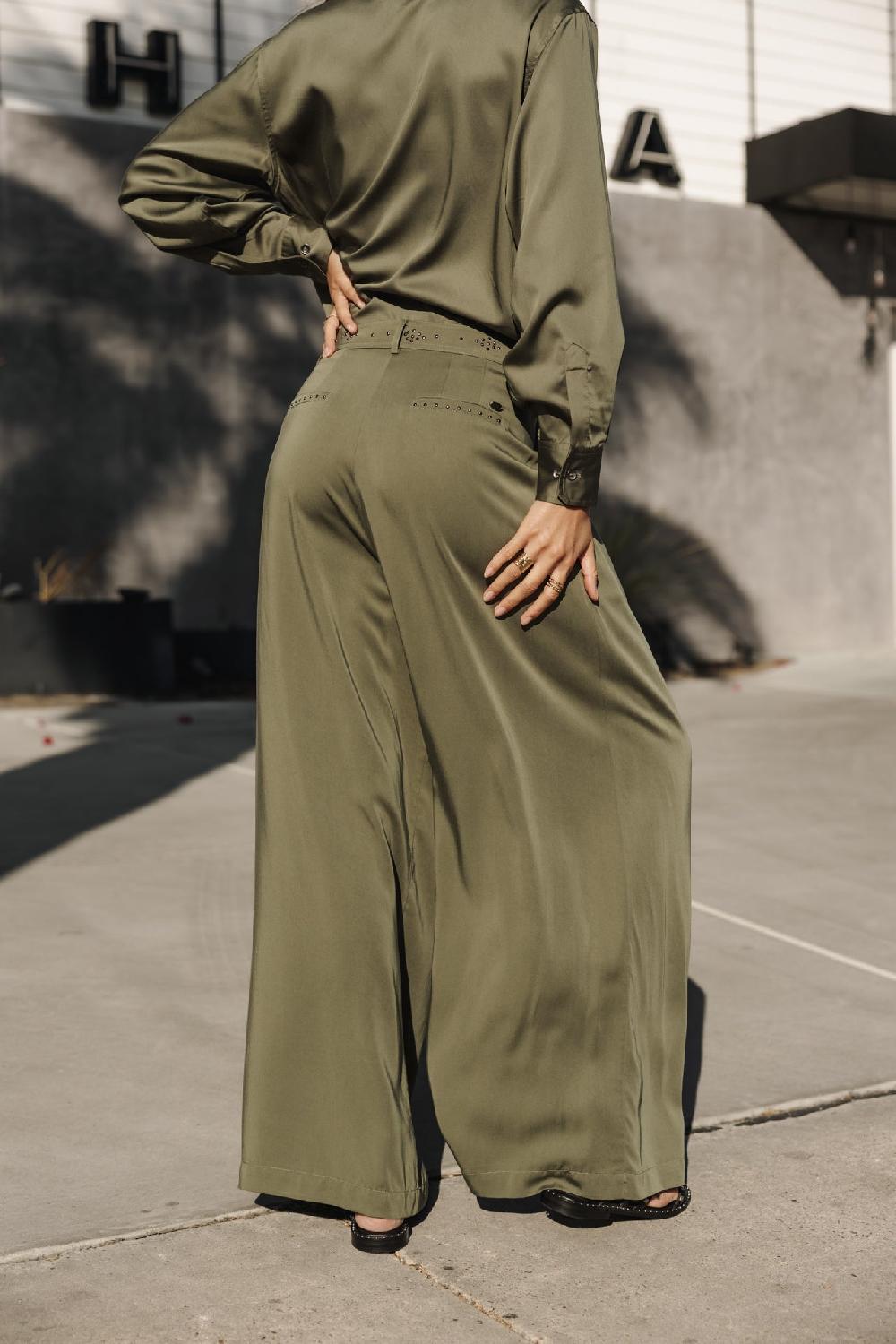 Freeman T. Porter Paolina Silken Pantalon Large Femme Four Leaf Clover