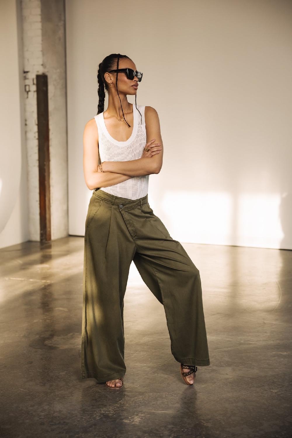 Freeman T. Porter Pattie Pantalon Palazzo Femme Khaki