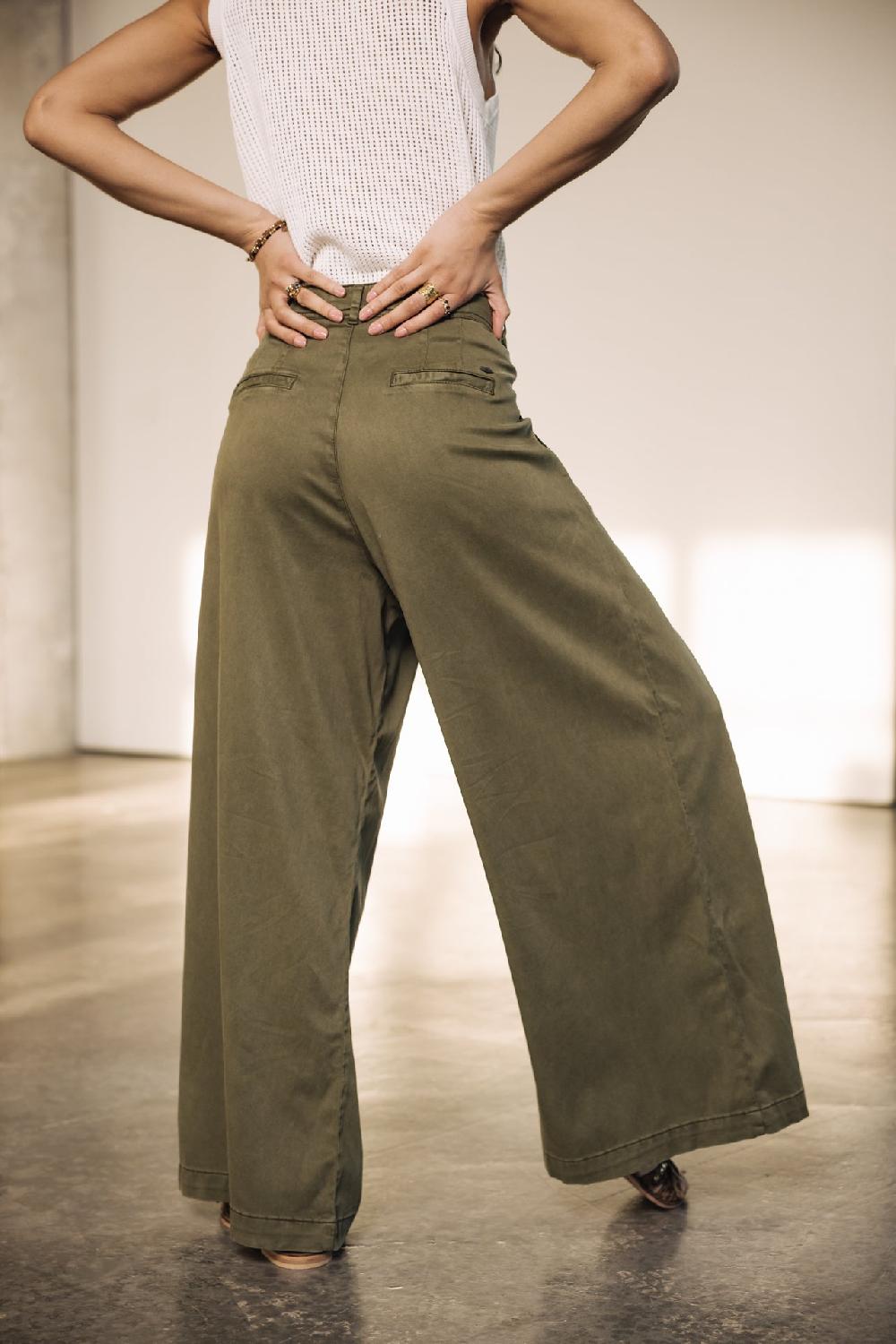 Freeman T. Porter Pattie Pantalon Palazzo Femme Khaki