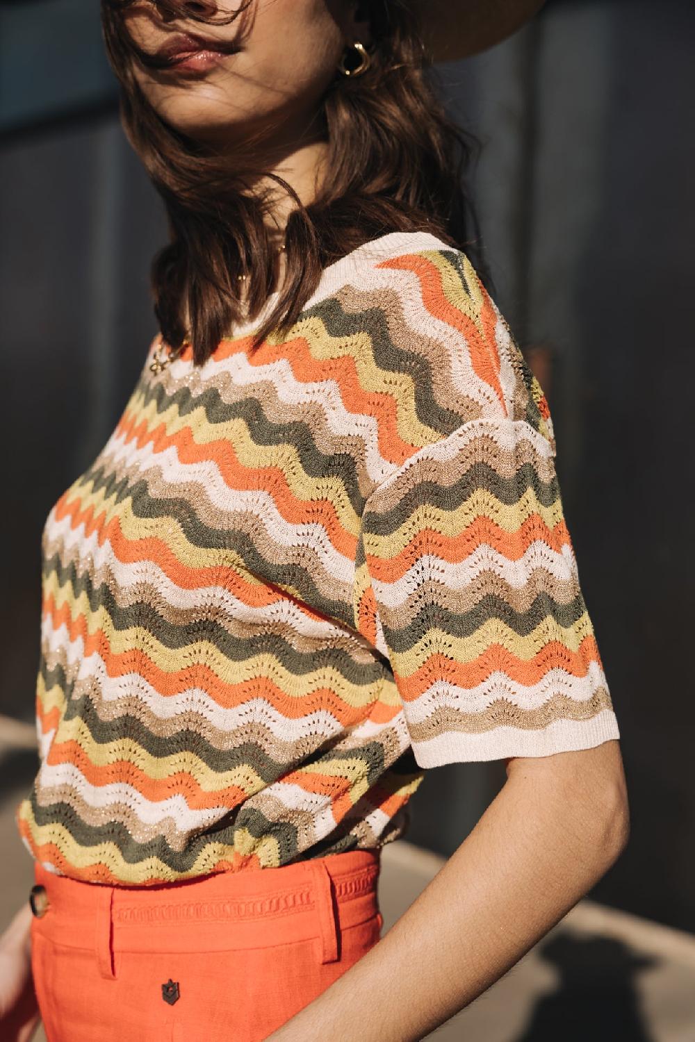 Freeman T. Porter Pelona Wavy T-shirt Crochet Femme Green