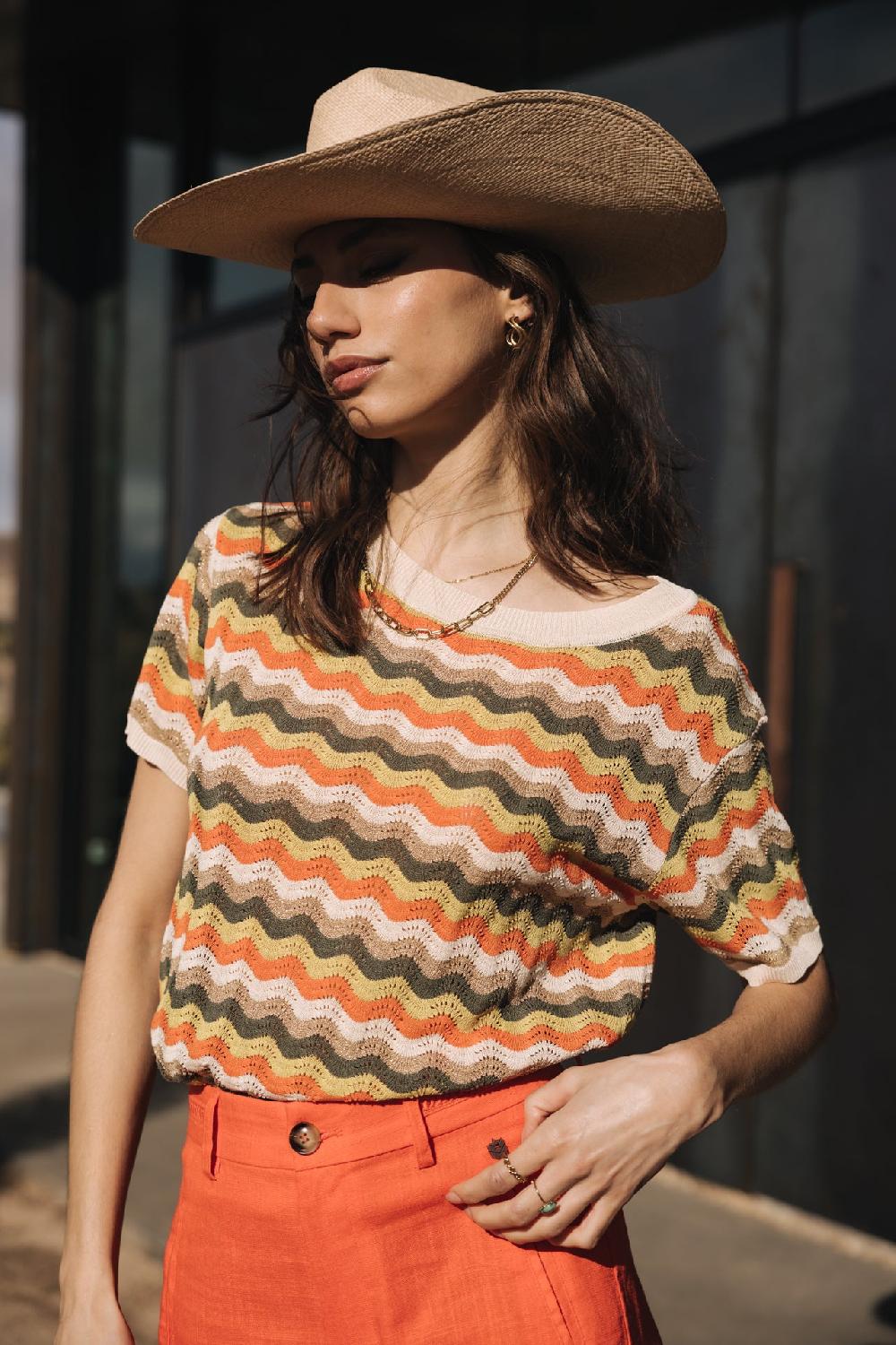 freeman t. porter Pelona Wavy T-shirt crochet Femme green