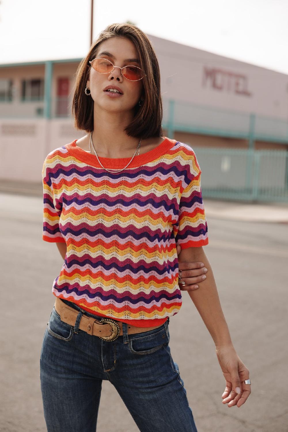 freeman t. porter Pelona Wavy T-shirt crochet Femme tigerlily