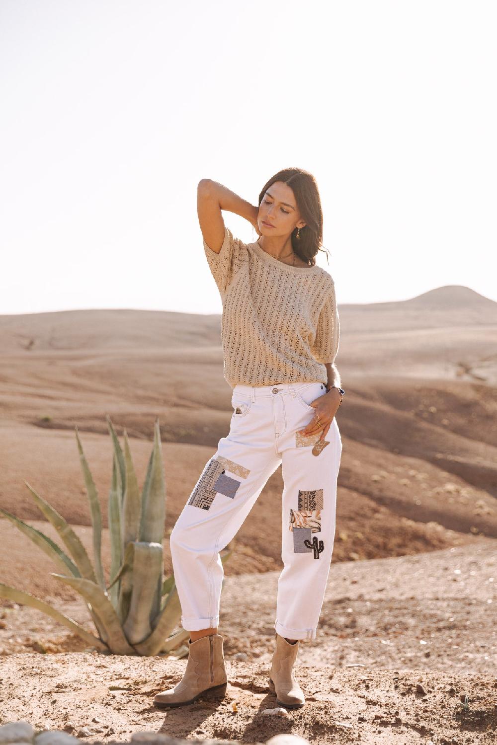 Freeman T. Porter Peronelle LX Pull En Maille Ajourée Femme Gold