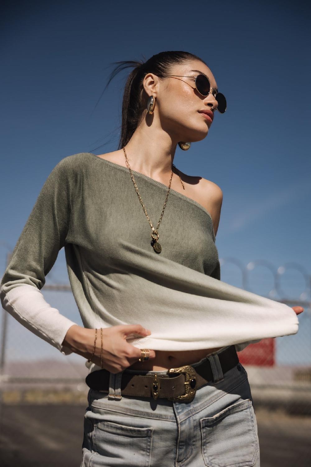 freeman t. porter Persia Dip Dye Pull col bateau Femme deep lichen green