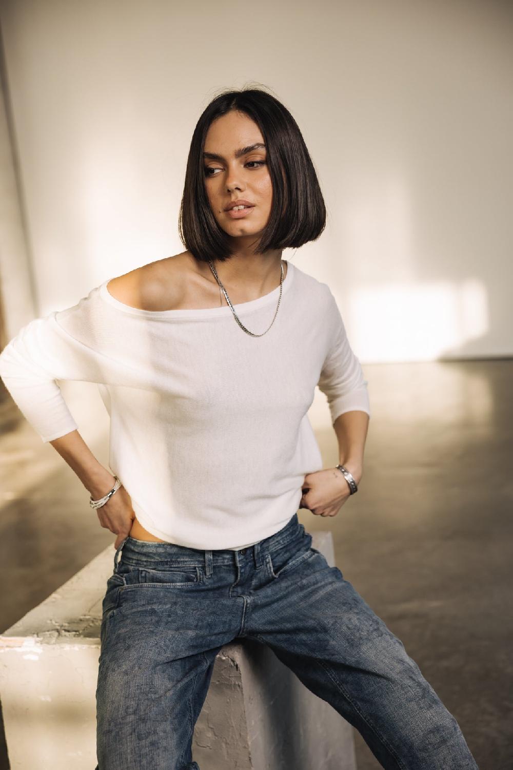 Freeman T. Porter Persia Pull Col Bateau Femme White