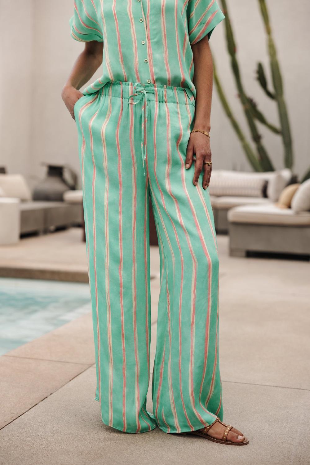 freeman t. porter Phandy Crafty Stripe Pantalon palazzo Femme deep mint