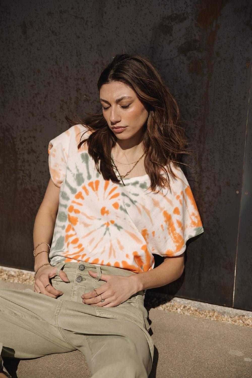 Freeman T. Porter Philia Snail T-shirt Tie & Dye Femme Orange