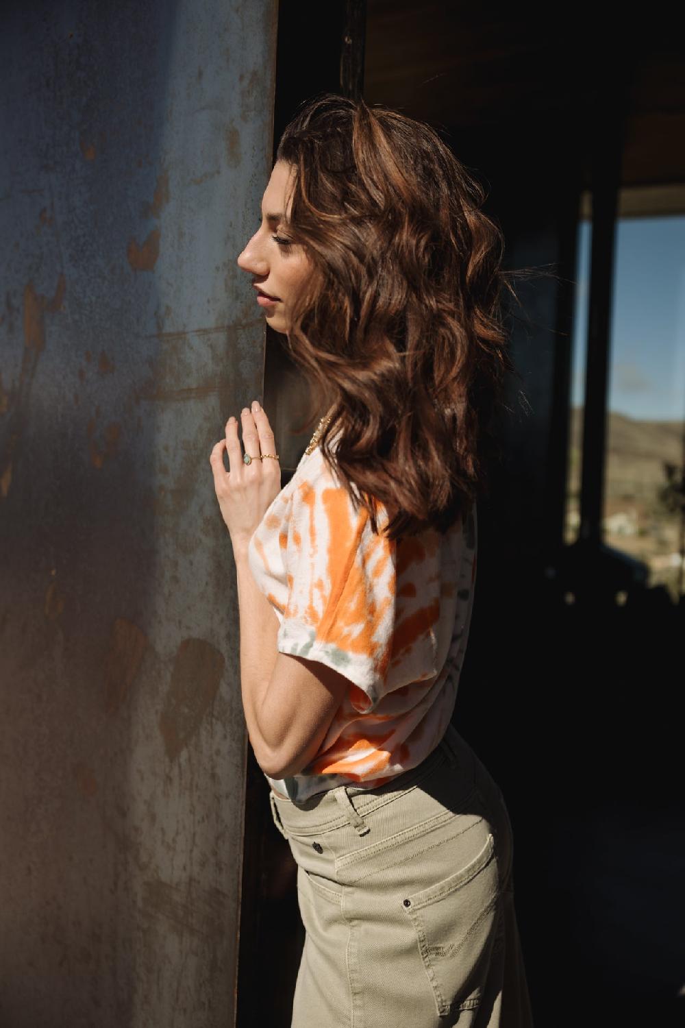 Freeman T. Porter Philia Snail T-shirt Tie & Dye Femme Orange