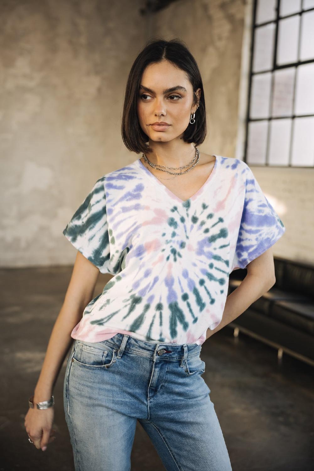 Freeman T. Porter Philia Snail T-shirt Tie & Dye Femme Pink