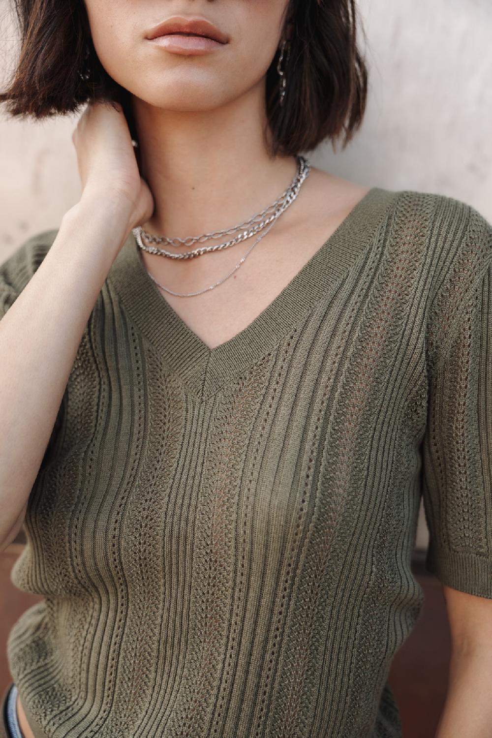 Freeman T. Porter Polane Rib T-shirt En Maille Ajourée Femme Four Leaf Clover