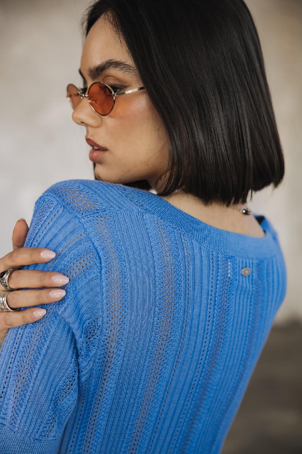 Freeman T. Porter Polane Rib T-shirt En Maille Ajourée Femme Granada Sky