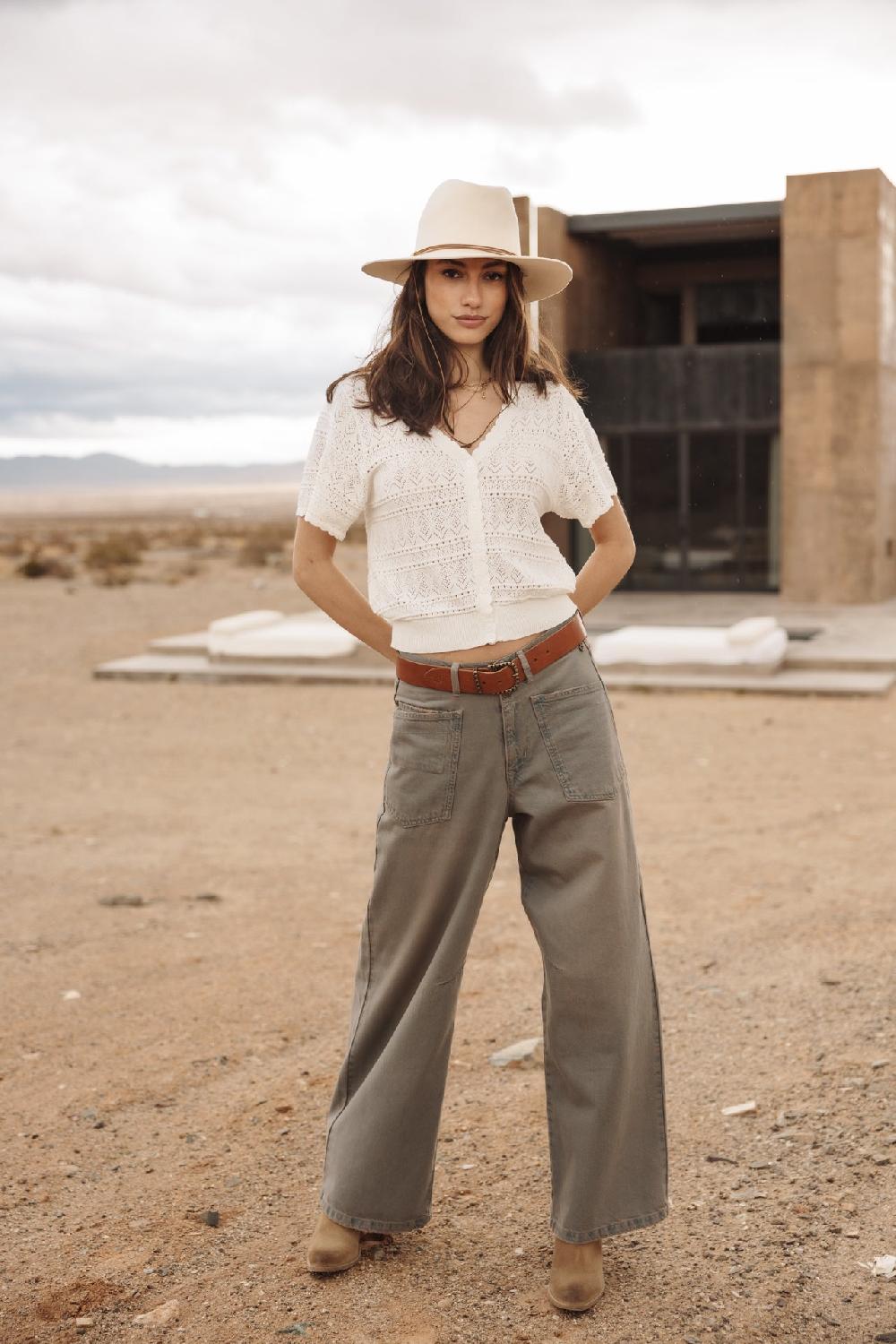 Freeman T. Porter Pradda Cardigan En Maille Ajourée Femme Off White