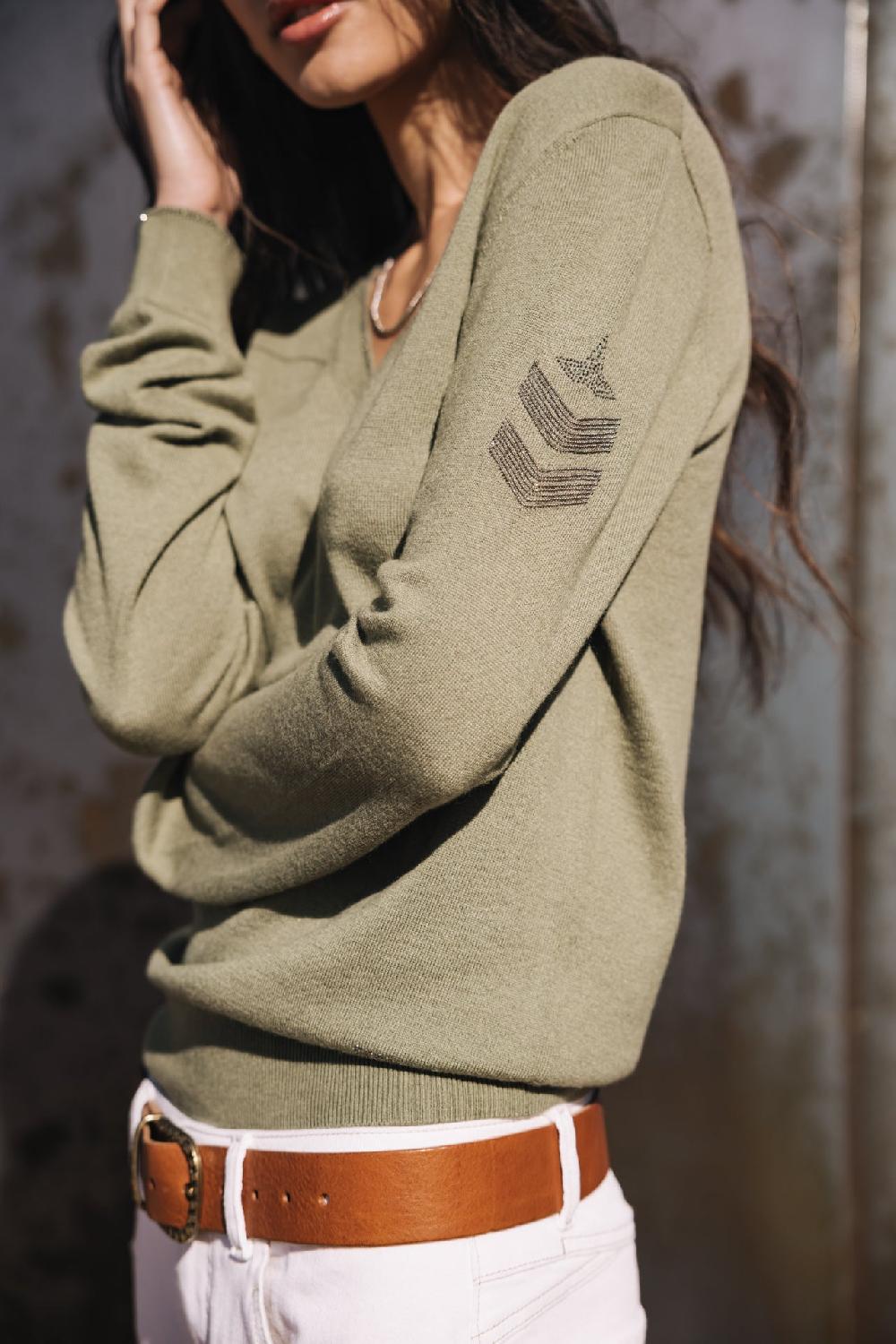 freeman t. porter Preem Pull ajusté col V Femme khaki