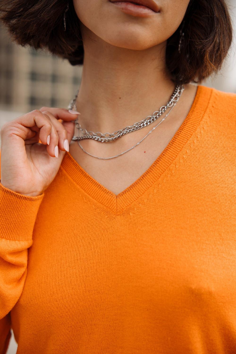 Freeman T. Porter Preem Pull Ajusté Col V Femme Sun Orange