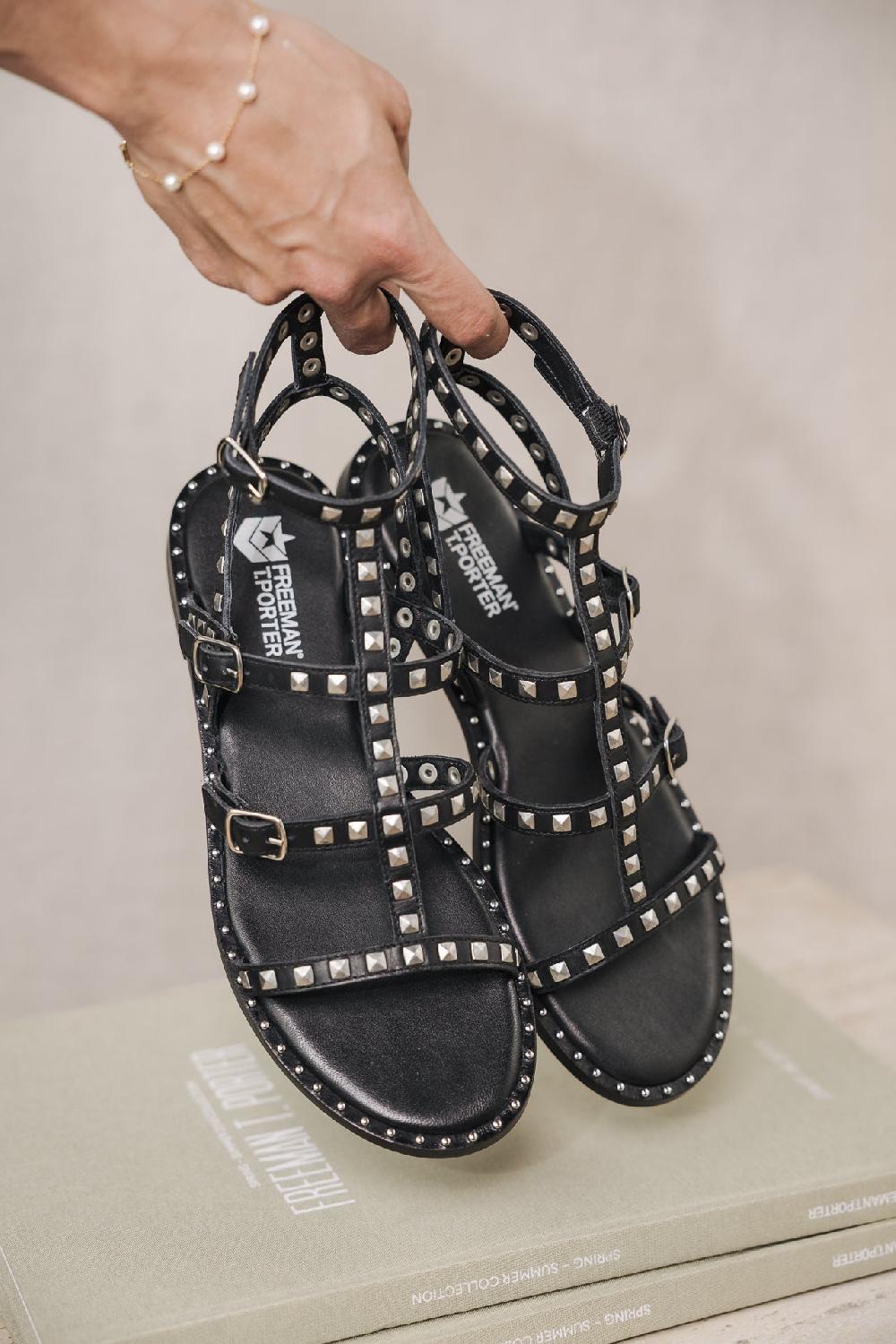 Freeman T. Porter Pruni Sandales Cloutées Femme Black