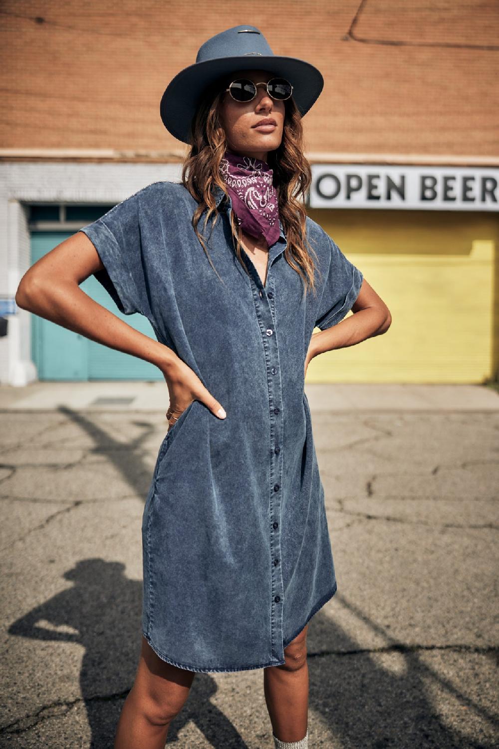 freeman t. porter Raffia Plain Robe chemise Femme blue freeman t. porter Raffia Plain Robe chemise Femme blue