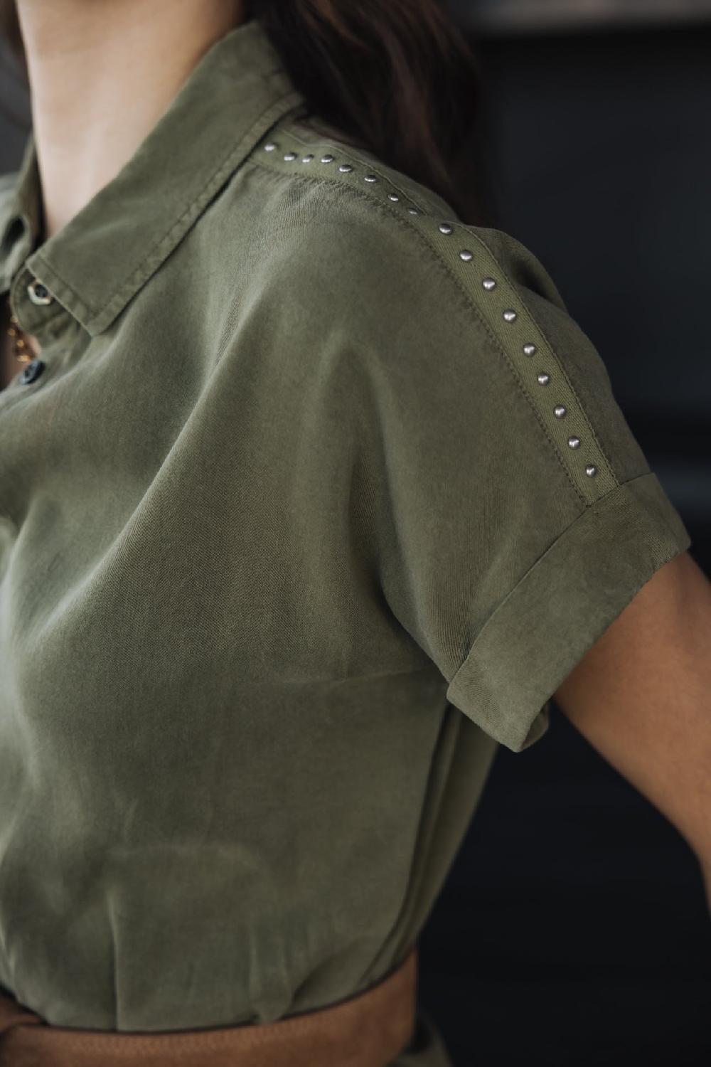 Freeman T. Porter Raffia Plain Robe Chemise Femme Deep Lichen Green