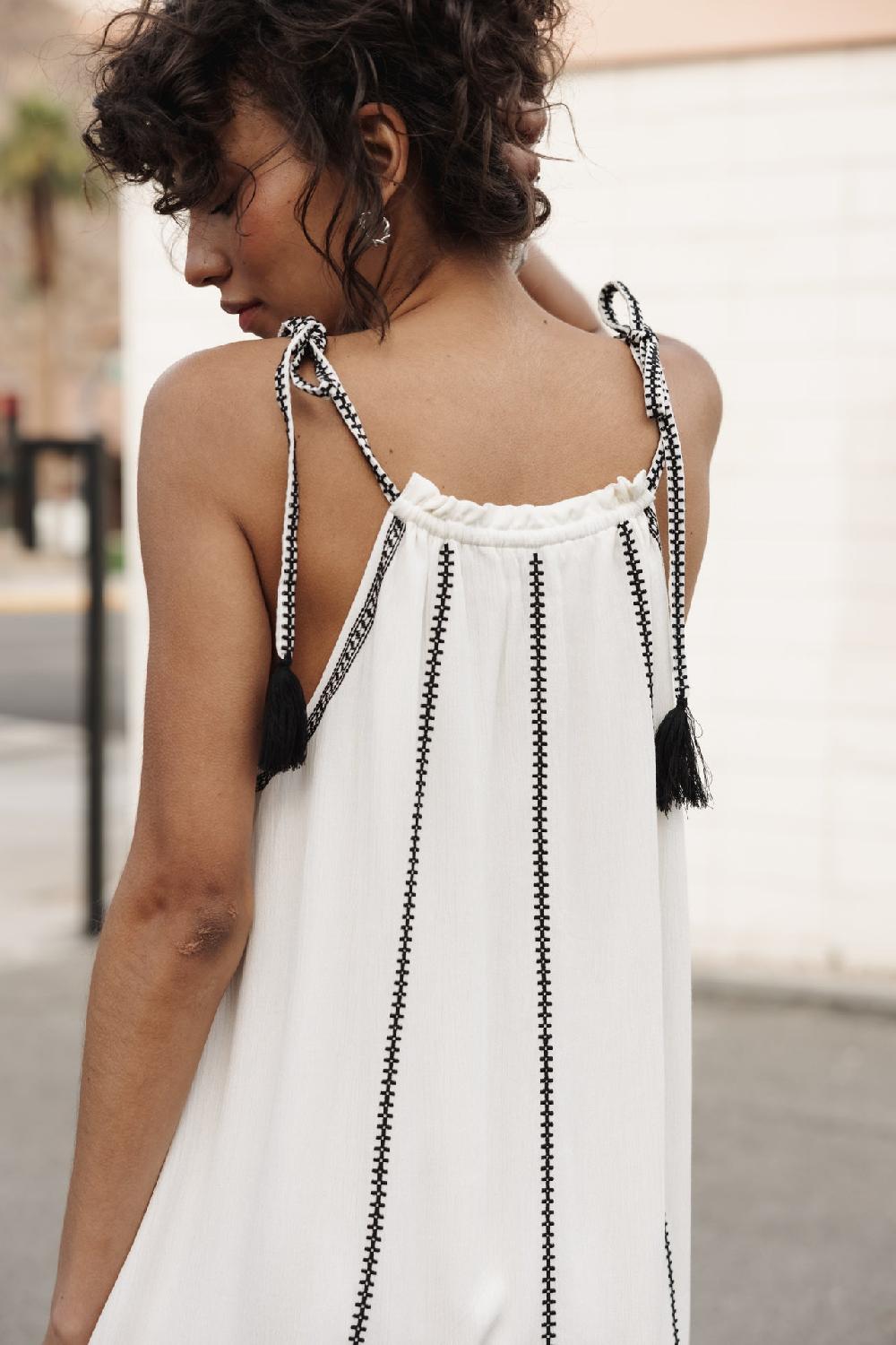 Freeman T. Porter Raffine Plain Robe à Bretelles Femme Off White