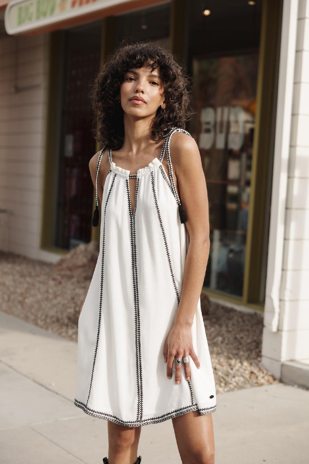 Freeman T. Porter Raffine Plain Robe à Bretelles Femme Off White