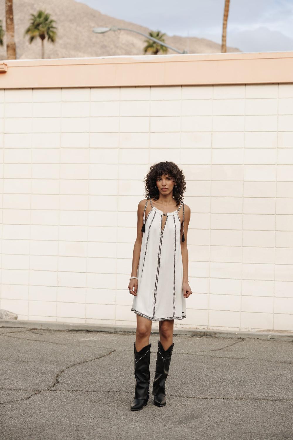 Freeman T. Porter Raffine Plain Robe à Bretelles Femme Off White