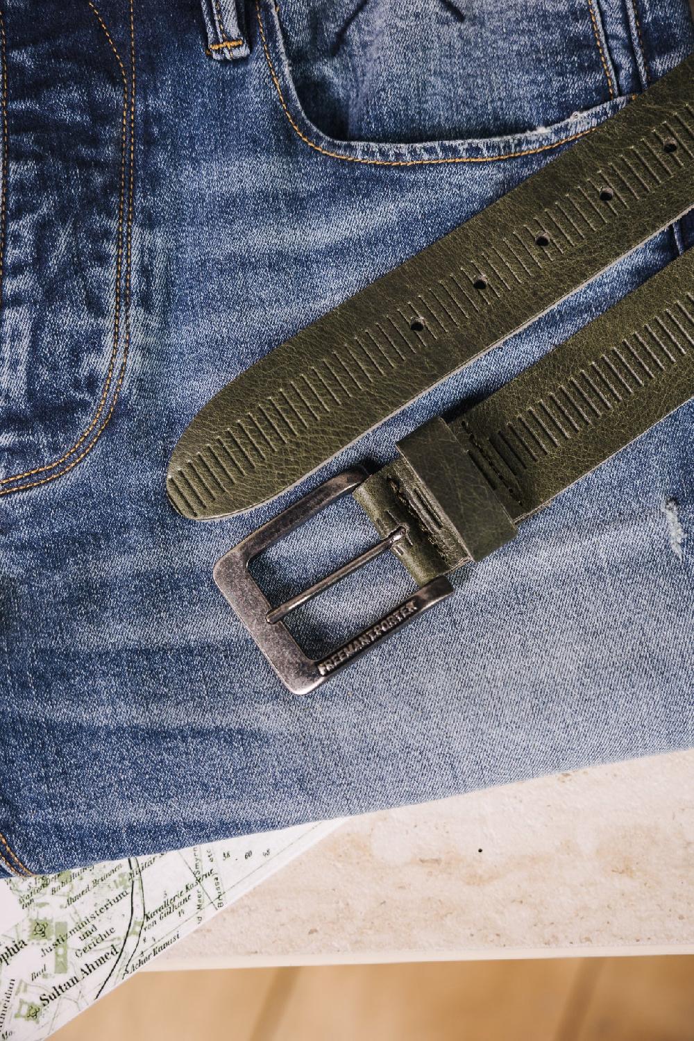 Freeman T. Porter Rainer Ceinture En Cuir Homme Khaki