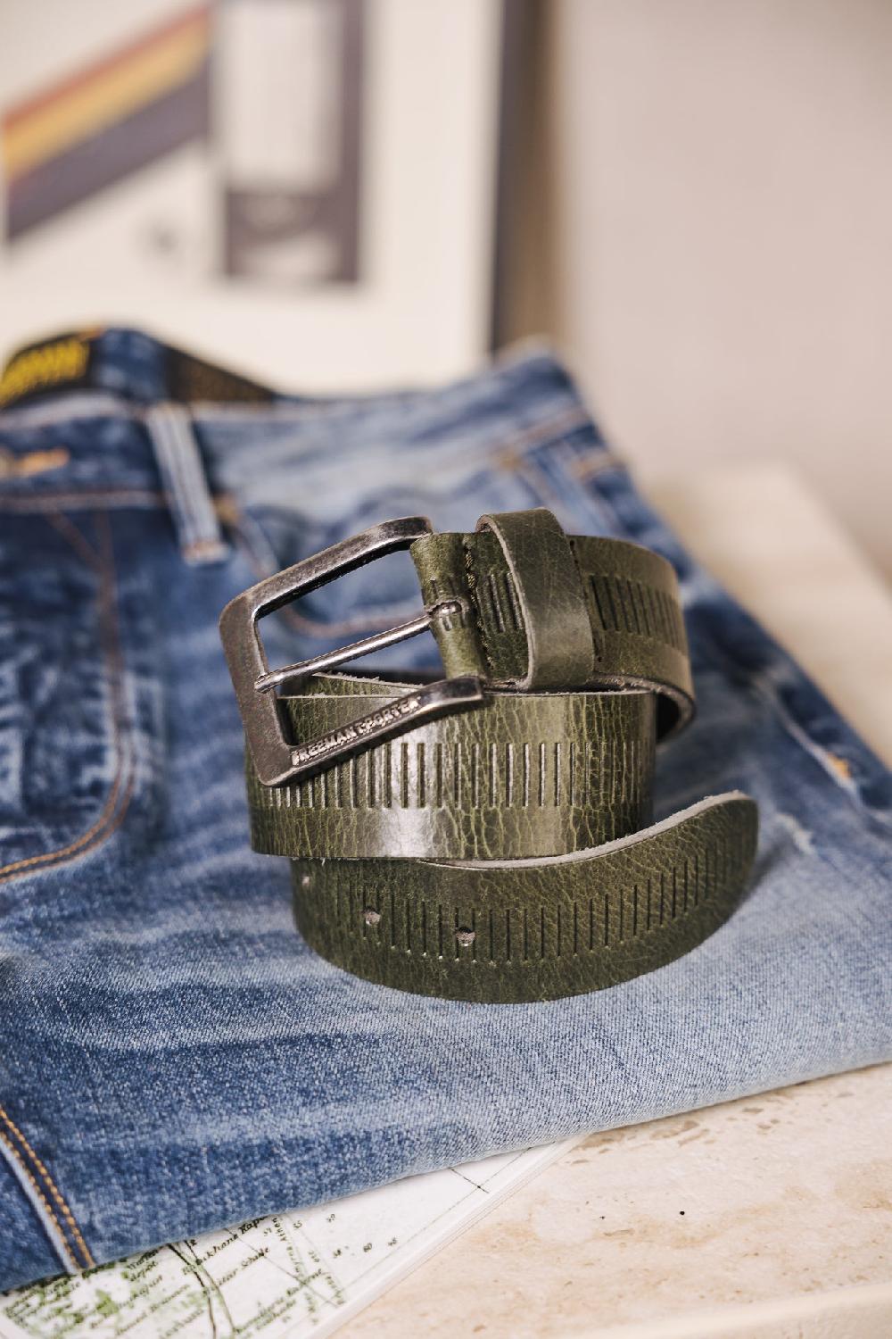 Freeman T. Porter Rainer Ceinture En Cuir Homme Khaki