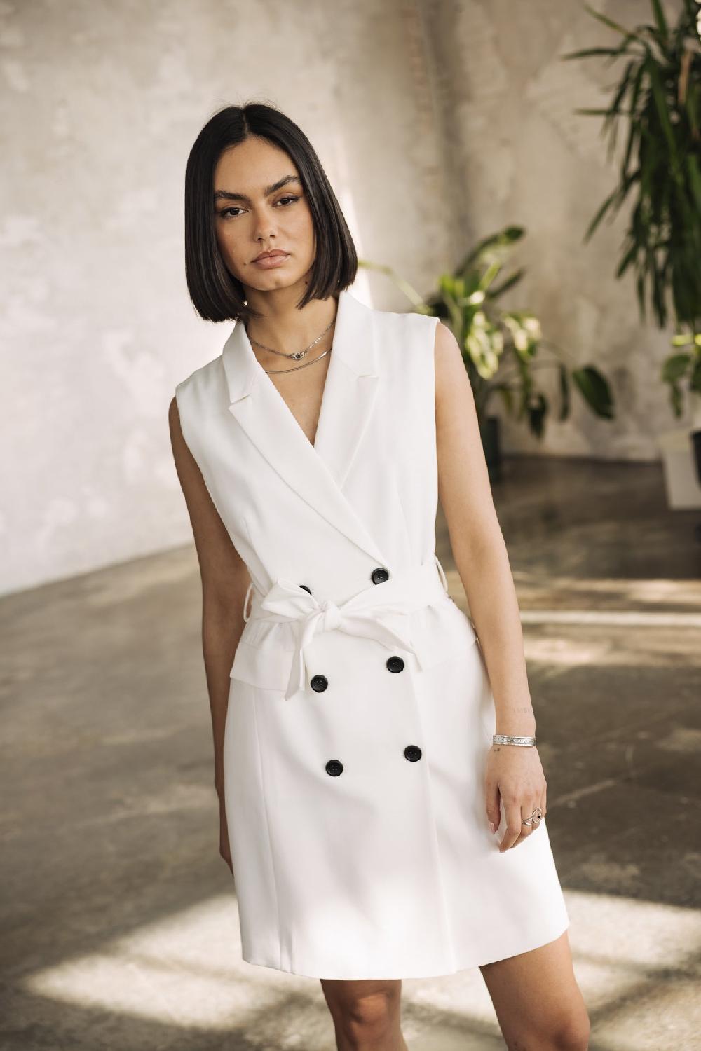 Freeman T. Porter Ranitina Plain Robe Blazer Femme White