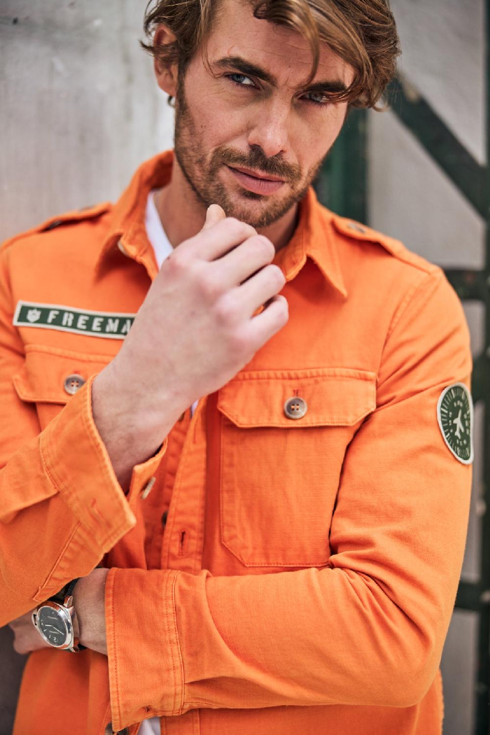 Freeman T. Porter Raven Scrapper Veste Surchemise Homme Tangerine Tango