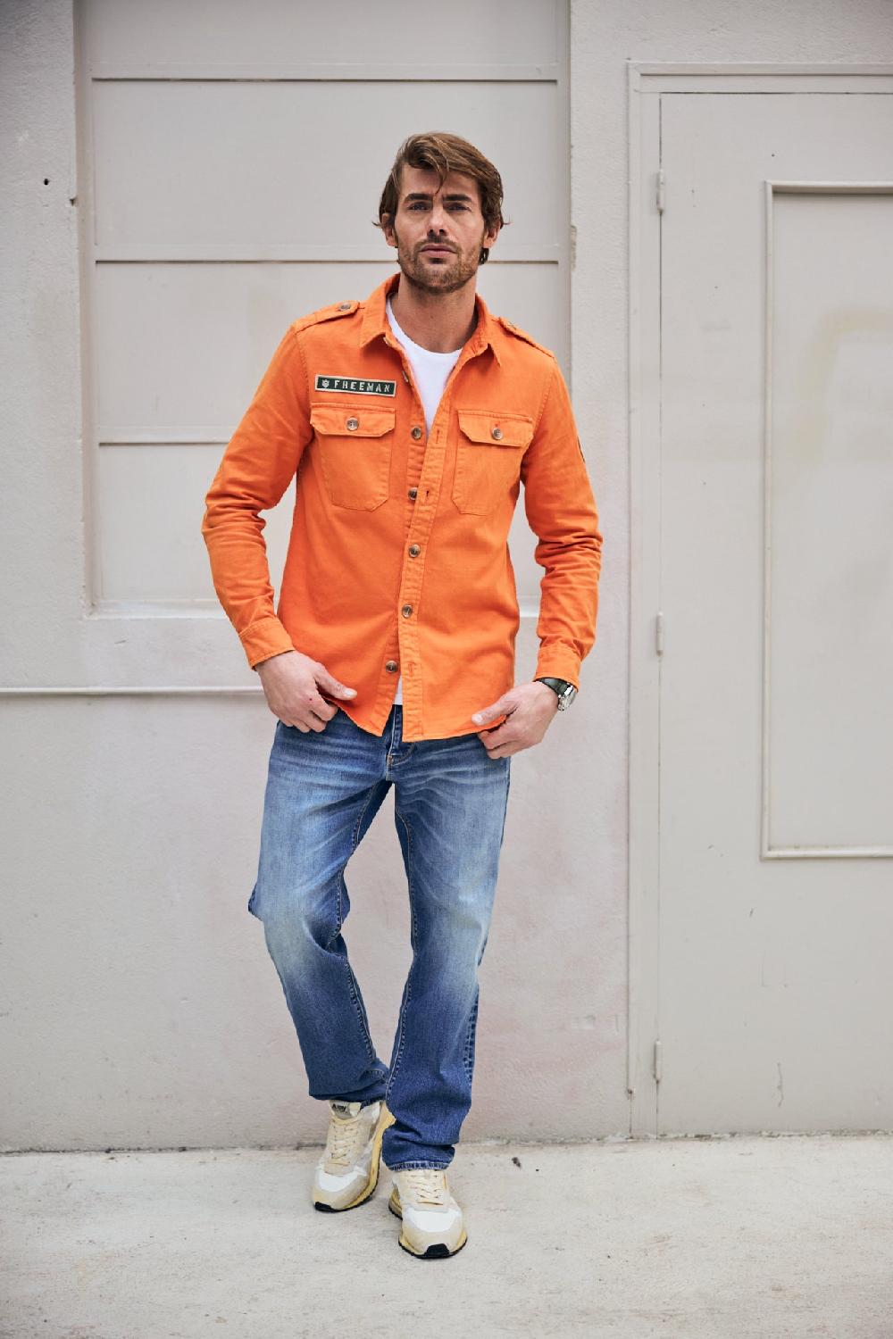 Freeman T. Porter Raven Scrapper Veste Surchemise Homme Tangerine Tango