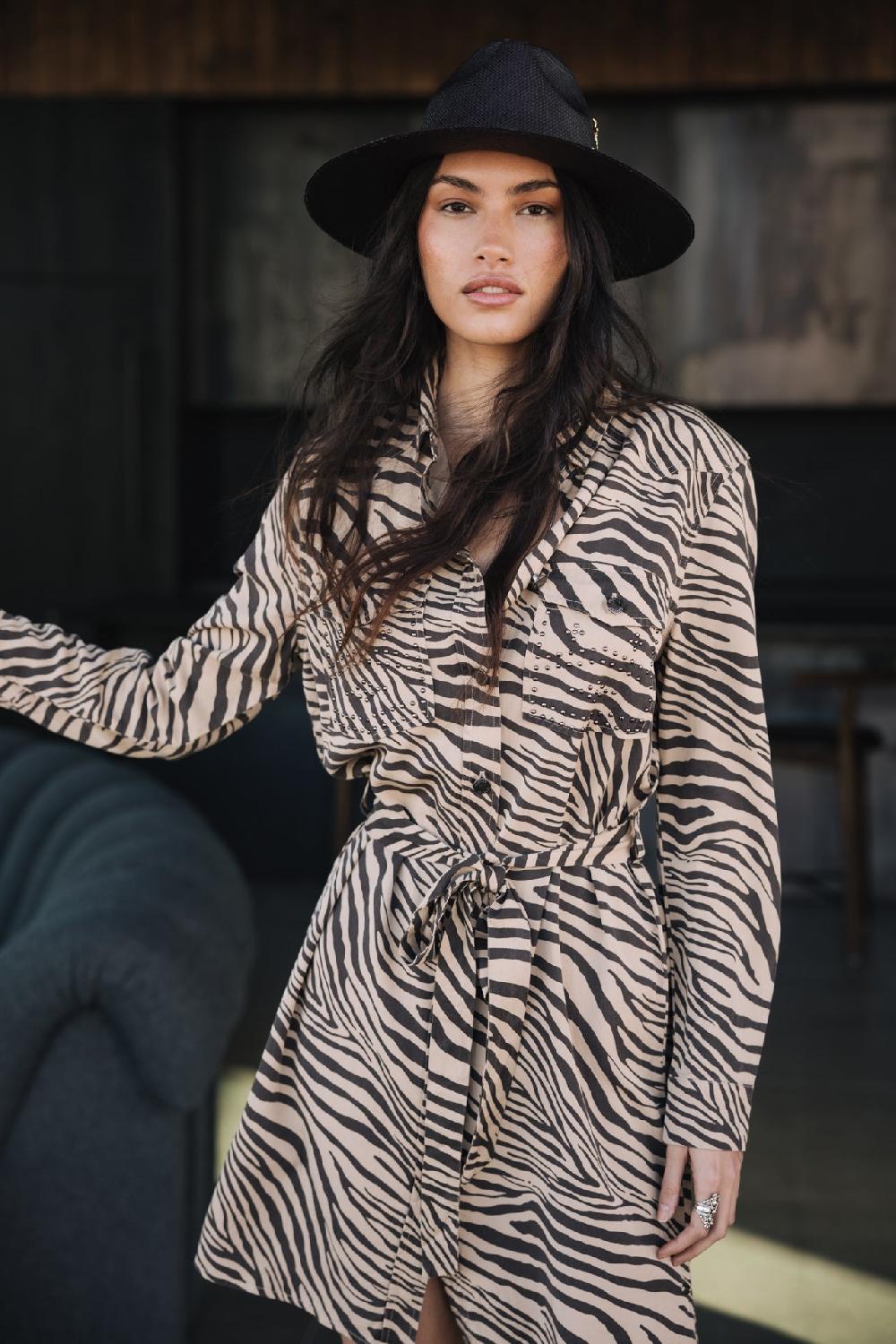 Freeman T. Porter Ravissa Svanna Robe Chemise Imprimée Femme Irish Cream