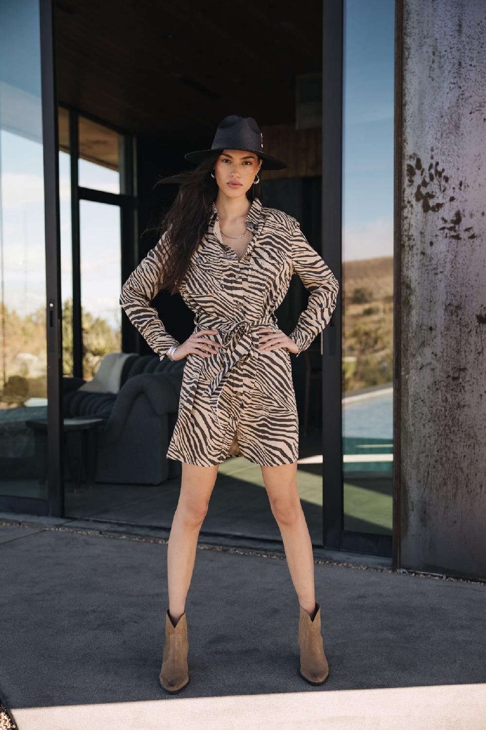 Freeman T. Porter Ravissa Svanna Robe Chemise Imprimée Femme Irish Cream