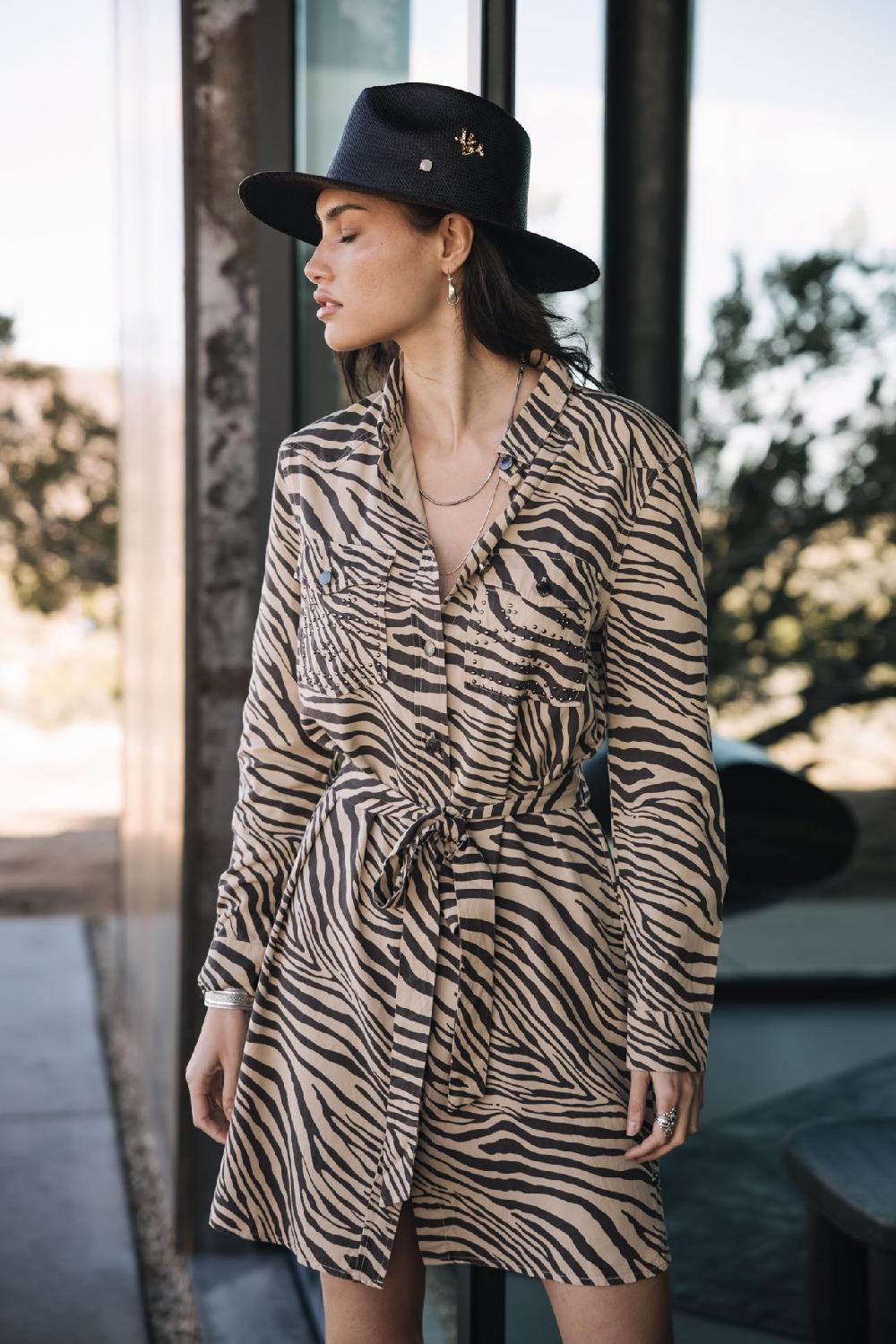 freeman t. porter Ravissa Svanna Robe chemise imprimée Femme irish cream