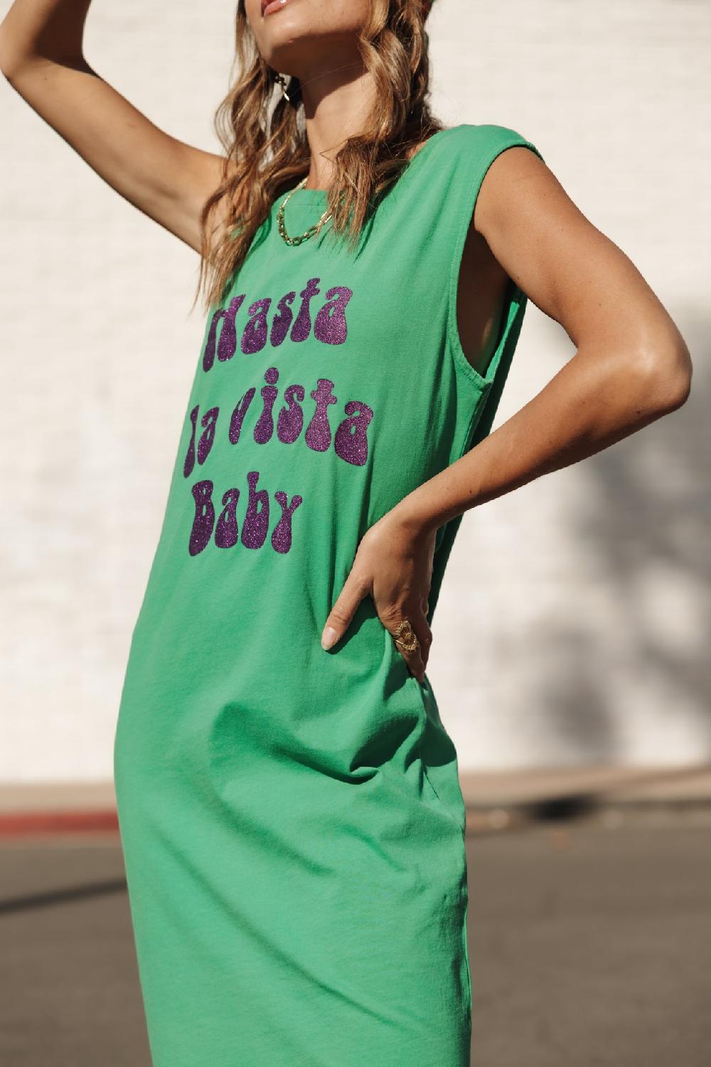 Freeman T. Porter Reave Hasta La Vista Glitter Robe T-shirt Femme Deep Mint