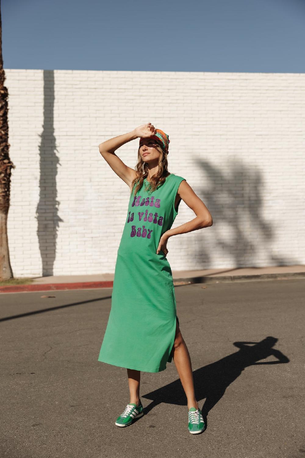 Freeman T. Porter Reave Hasta La Vista Glitter Robe T-shirt Femme Deep Mint