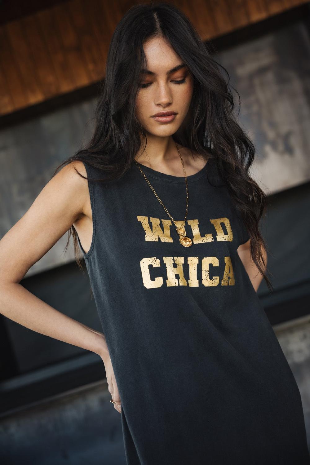 Freeman T. Porter Reave Wild Chica Foil Robe T-shirt Femme Vintage Black