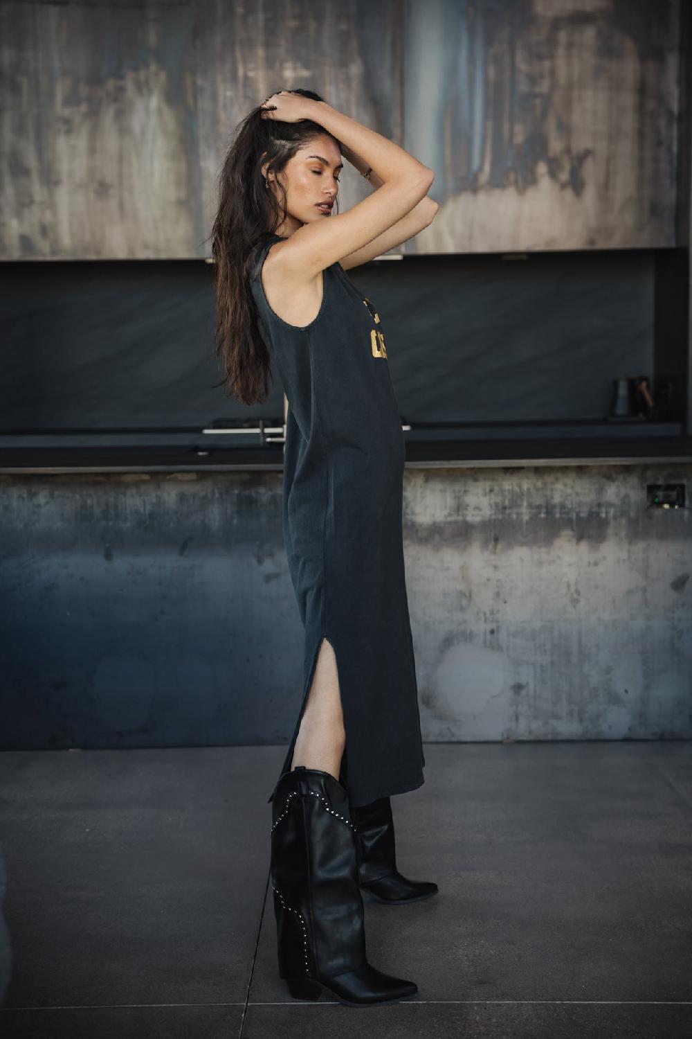 Freeman T. Porter Reave Wild Chica Foil Robe T-shirt Femme Vintage Black