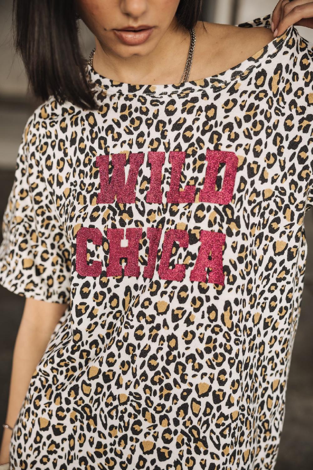 Freeman T. Porter Reed Leo Glitter Robe T-shirt Imprimé Léopard Femme Off White