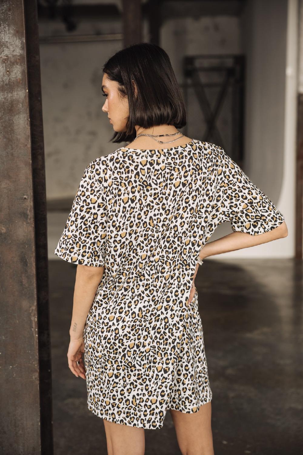 Freeman T. Porter Reed Leo Glitter Robe T-shirt Imprimé Léopard Femme Off White