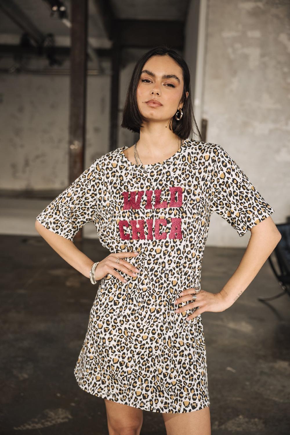 freeman t. porter Reed Leo Glitter Robe T-shirt imprimé léopard Femme off white