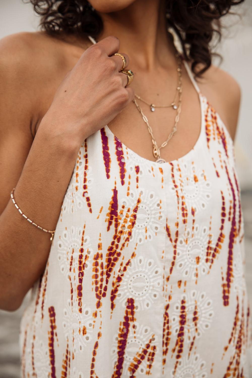 Freeman T. Porter Reeda Desert Tie & Dye Robe Longue Femme Egret