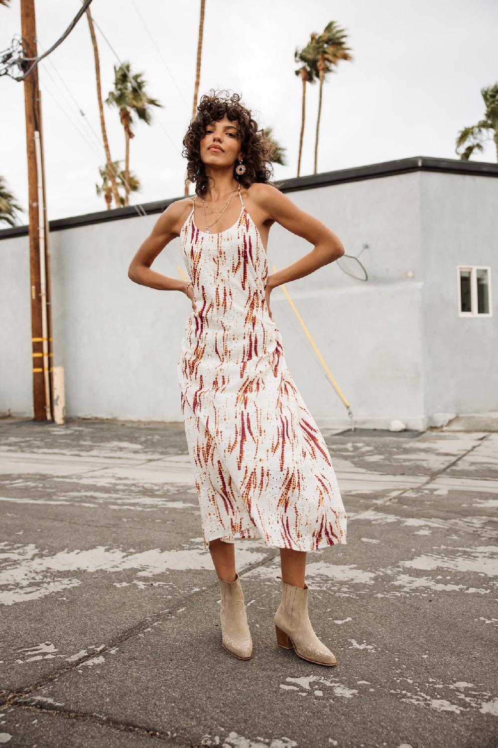 freeman t. porter Reeda Desert Tie & Dye Robe longue Femme egret