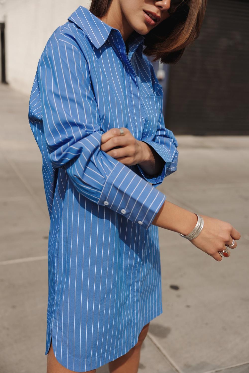 Freeman T. Porter Restine Boyfriend Robe Chemise Loose Femme Granada Sky