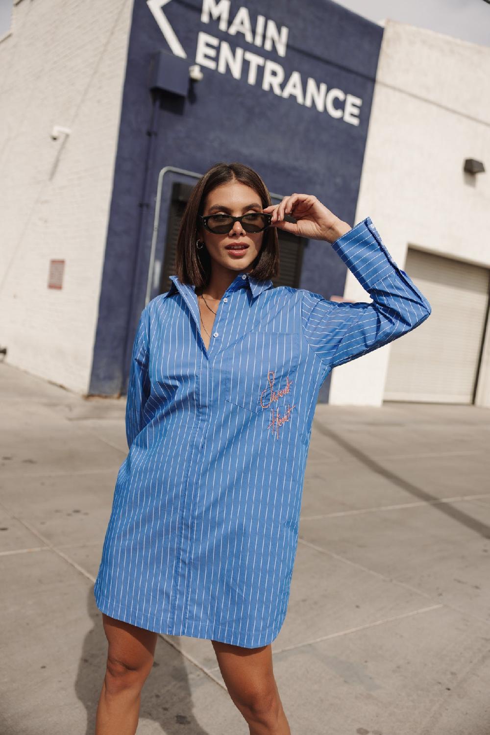 Freeman T. Porter Restine Boyfriend Robe Chemise Loose Femme Granada Sky