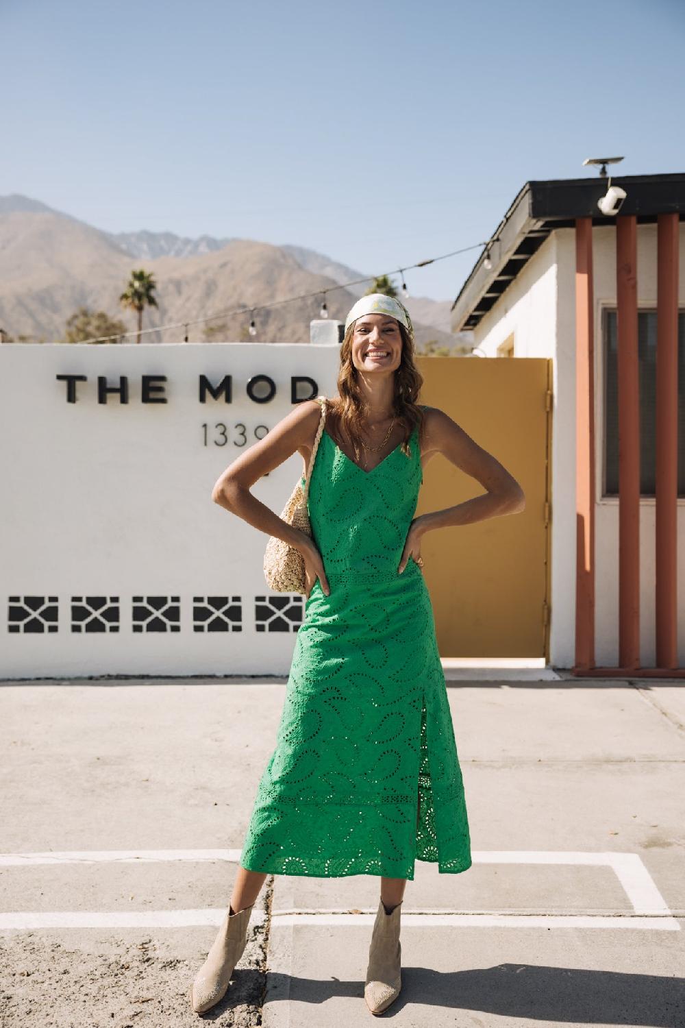 Freeman T. Porter Revania Lace Robe Avec Fente Côté Femme Deep Mint