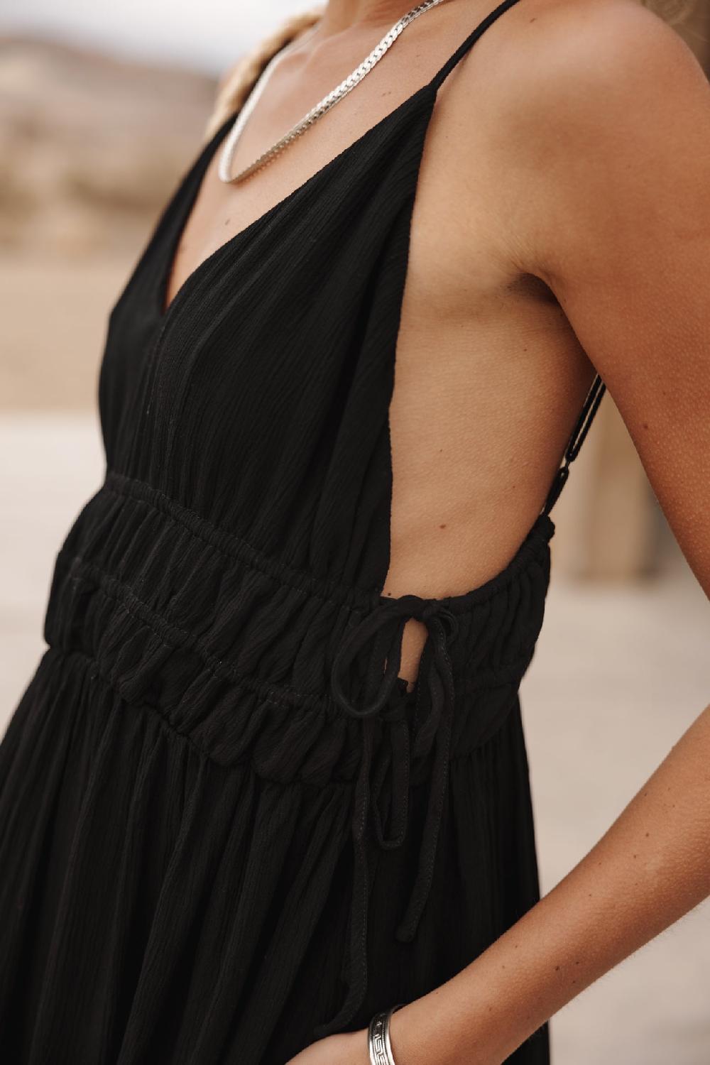 Freeman T. Porter Rizlene Plain Robe à Bretelles Femme Black