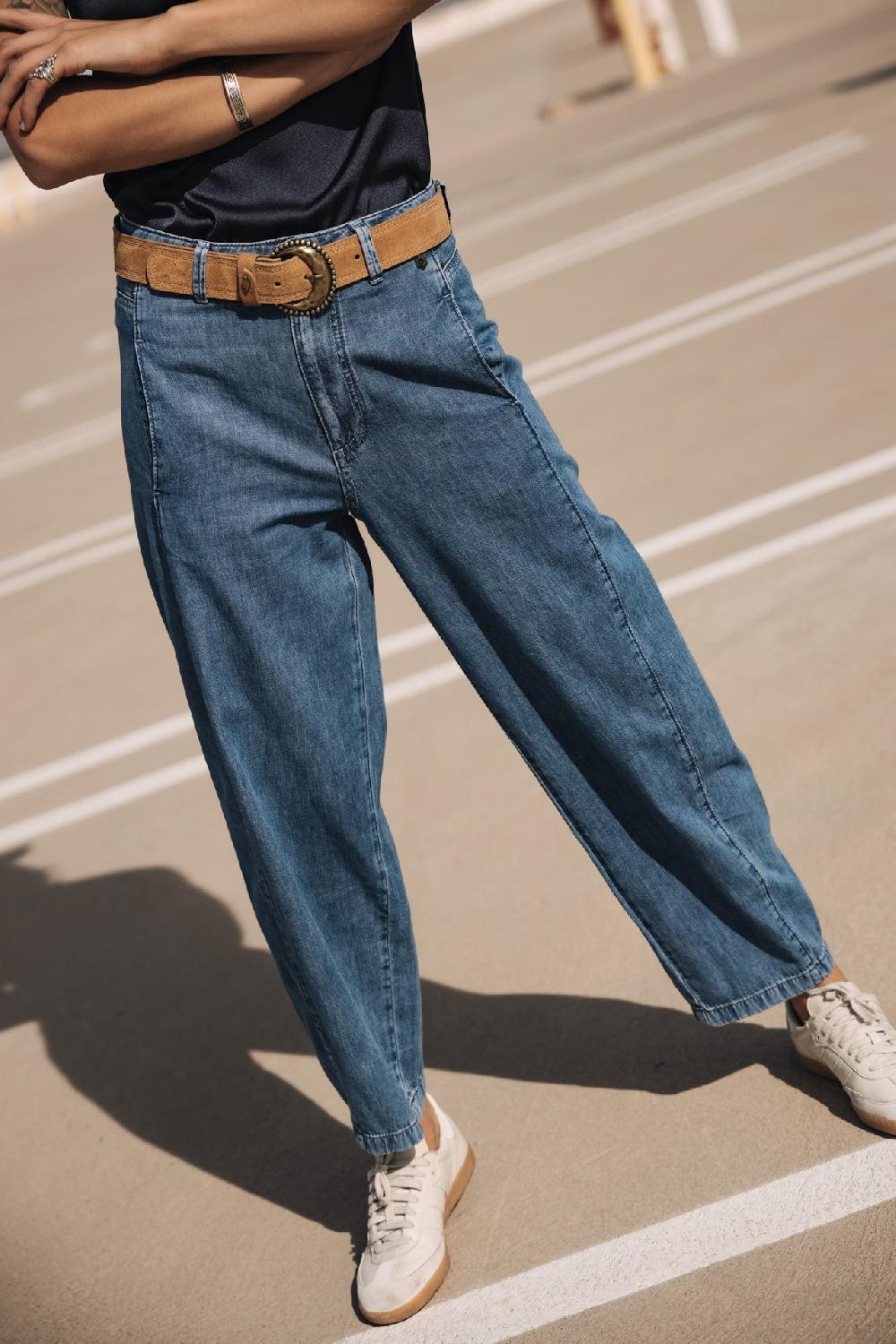 Freeman T. Porter Rosalia Denim Jeans Balloon Cropped Femme Manzana Med