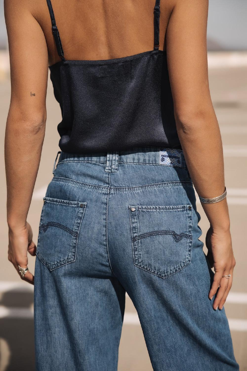 Freeman T. Porter Rosalia Denim Jeans Balloon Cropped Femme Manzana Med