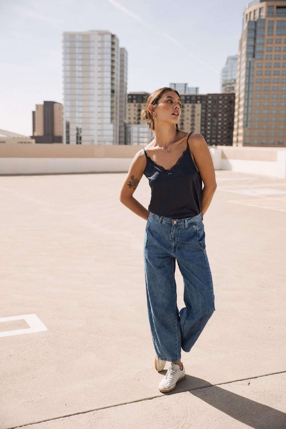 freeman t. porter Rosalia Denim Jeans balloon Cropped Femme manzana med